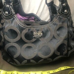 Black Coach handbags vintage with leather trim